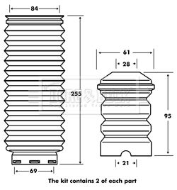 BORG & BECK apsauginio dangtelio komplektas, amortizatorius BPK7008